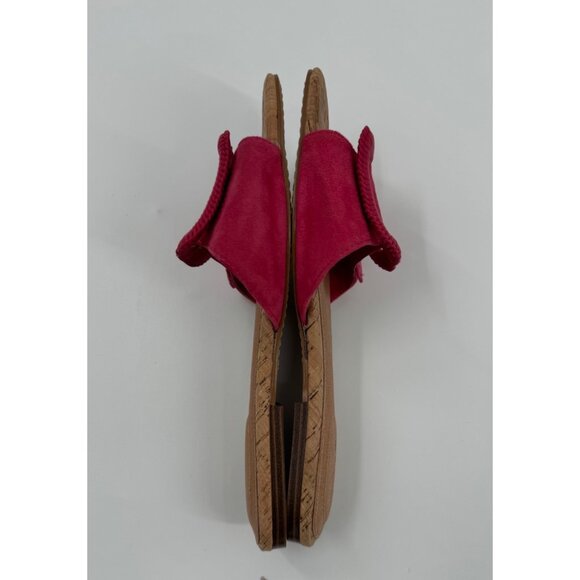 Birdies The Kiwi Ultra Pink Suede & Cork Slide Sandals With Large Buckle Size 8. - Picture 6 of 7